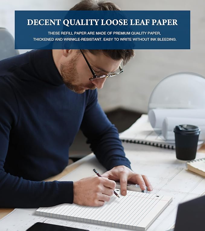 Wide Ruled Loose Leaf Paper, 200 Sheets Notebook Paper, Filler Paper 8.5 x 11 Wide Ruled Paper, 3 Hole Punch Binder Paper,Lined Paper for 3 Ring Binders, Writing Paper with Lines