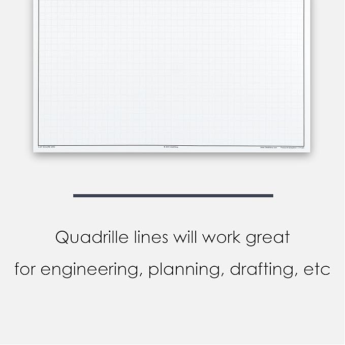 GeekNavy 11" x 17" Quadrille Graph Paper 50 Sheets Portrait - 0.25" 4x4 Square Grid, Blueprint, High Brightness, Border-Outlined, Large Drafting (3-Pack)