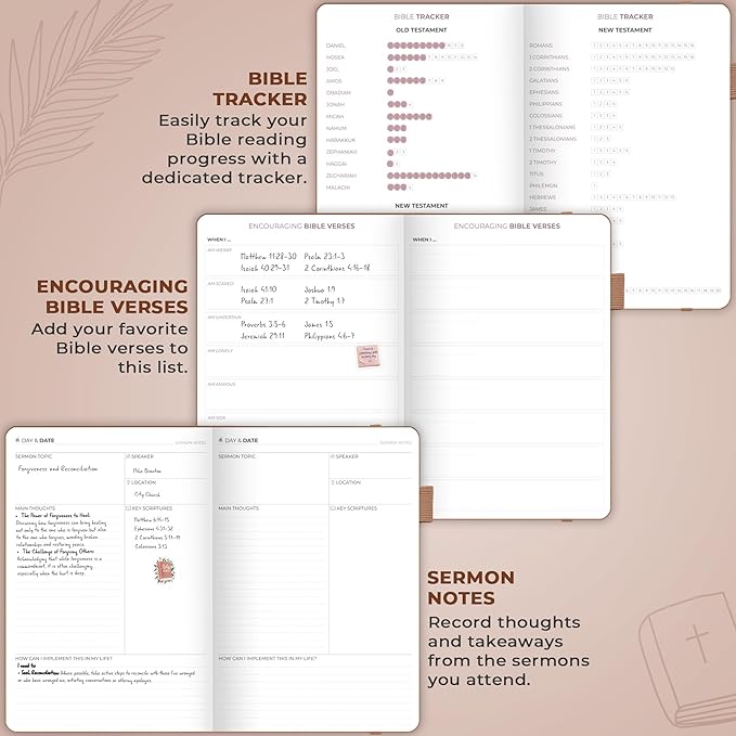 Clever Fox Christian Hourly Weekly Planner – Goal Setting Planner with Time Slots, Monthly Budget, Sermon Notes, Bible Reading Tracker (Dark Terracotta)