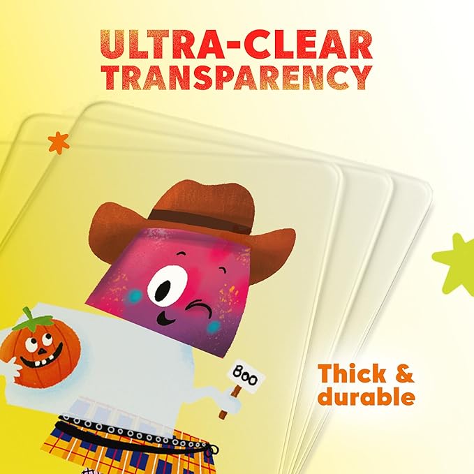 Kidrox Mix & Match Character Building Flash Cards, Transparent Layerable Learning Cards, 45 Pack