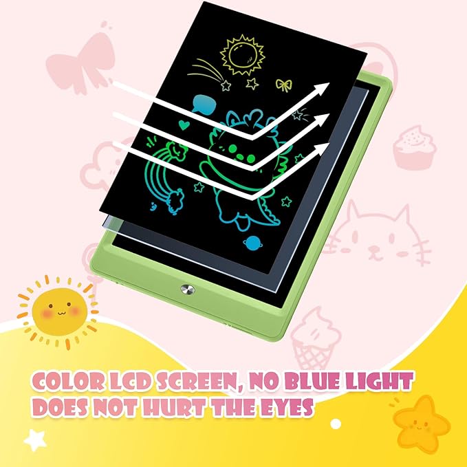 EooCoo LCD Writing Tablet for Kids, Road Trip Essentials 10 Inch Kids Drawing Pad, No Mess Coloring Books for Toddler, Travel Toys Car Airplane Activities, Birthday Gifts for 3-8 Years Old Girls Boys