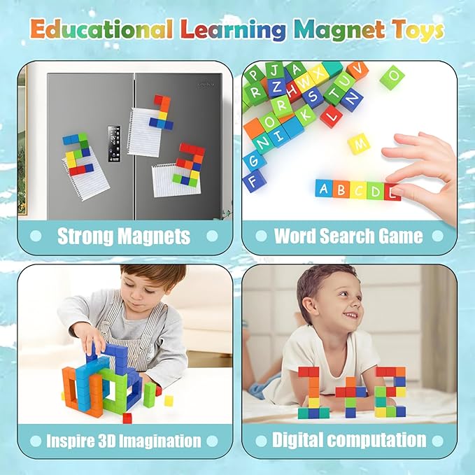 BananMelonBM 100 PCS Magnetic Building Blocks, for Toddlers Age 3-5, for Kids Ages 4-8,Magnetic Cubes, Preschool Educational Sensory Magnet Toys for Boys and Girls