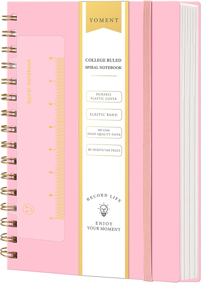 Yoment Lined Spiral Notebook Journal for Women Men A5 Small Spiral Notebooks 5x7 160 Pages Pink Notebook College Ruled Spiral Bound Journal for Work Note Taking School, Pink
