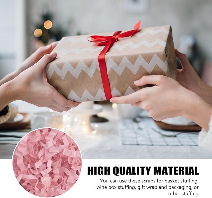 ZEBMOON 1 LB Pink Crinkle Cut Paper Shred Filler Great for Gift Wrapping, Basket Filling, Birthday, Wedding, Halloween, Thanksgiving, Valentine's Day, New Year Party Decorations Filling Supplies A