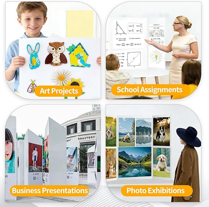8 Pack Trifold Poster Board 36"x48" - White Foldable Corrugated Display Board, Tri fold Presentation Board, Extra Large Project Boards for School Projects, Science Fair, Graduation Exhibitions