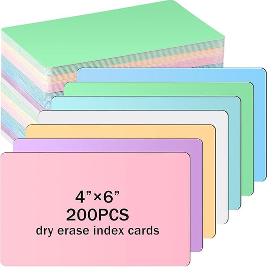 Harloon 100 Pcs Dry Erase Index Cards 3 x 5 Inch Laminated Reusable Dry Erase Note Cards Sheets for Office Home Housework to Do Lis (Candy Color)