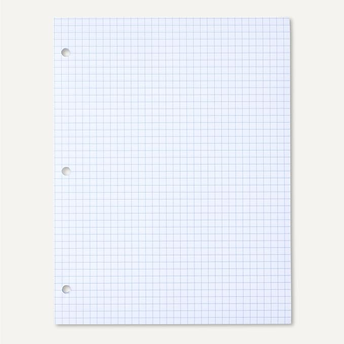 Amazon Basics Graph Ruled Loose Leaf Binder Paper, 11" x 8.5", White, 100 Sheets, 6-Pack