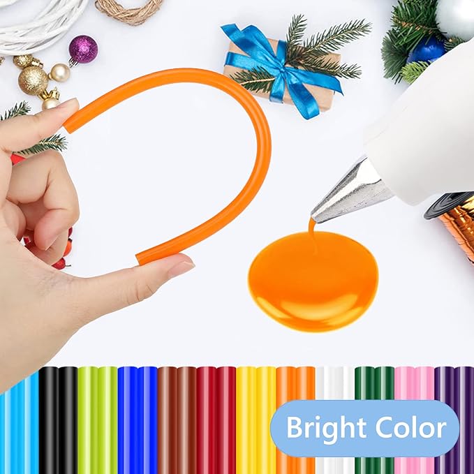 24PCS Mini Size 0.27" Dia x 8" Long Color(12 * 2) Hot Melt Glue Sticks, All Temperature Adhesive EVA Glue Sticks for Craft, DIY, Repairing, Sealing, Stamp, Art, Decoration