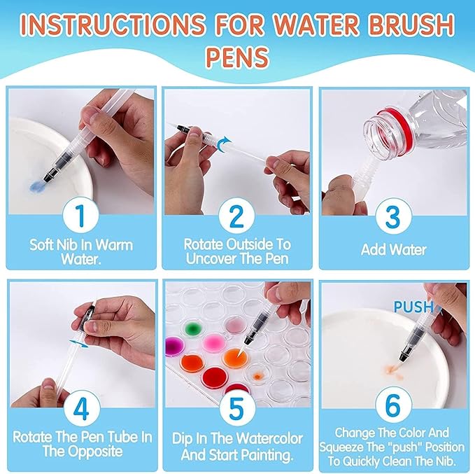 GETHPEN Watercolor Paint Set, 48 Colors Non toxic Watercolor Paint with a Brush Refillable a Water Brush Pen and Palette, Washable Water Color Paints Sets for Adults Artist Beginner