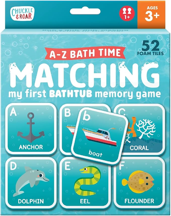 Chuckle & Roar Bath Matching Memory Game for Kids Ages 3+ – Water-Safe Foam Alphabet Matching Game for Toddlers, Bathtub & Pool Learning Fun