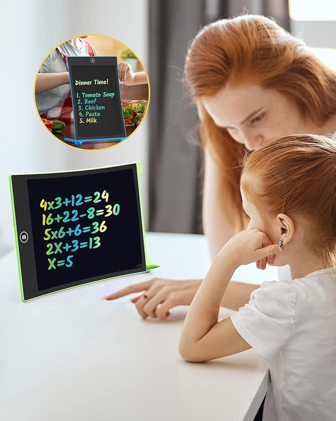 TECJOE LCD Writing Tablet, 8.5 Inch 2 Pack Colorful Doodle Board Drawing Tablet for Kids, Kids Travel Games Activity Learning Toys Birthday Gifts for 3 4 5 6 Year Old Boys and Girls, Blue Green