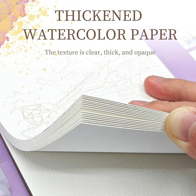 NaTuGi 2Pac Watercolor Workbook for Adults,Watercolor Coloring Book,Portable Watercolor Painting Books,Creative Stress Relief Kit,Suitable for Beginners Birthday Gift(Birds and Time)