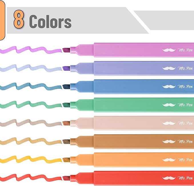 Mr. Pen- Aesthetic Highlighters No Bleed, 8 Pack, Rainbow Rangers, Chisel Tip, Cute Highlighters Assorted Colors for Journaling, Highlighting, Underlining, Fast Dry, Back to School Supplies