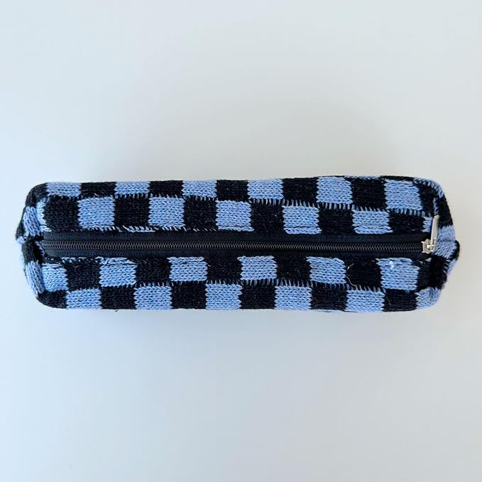 Pencil Case Pen Case Office College School Storage Bag Pouch Holder Box Organizer Makeup Pouch Cosmetic Bag Aesthetic Cute Pencil Case for Girls Boys Kids (Blue + Black)