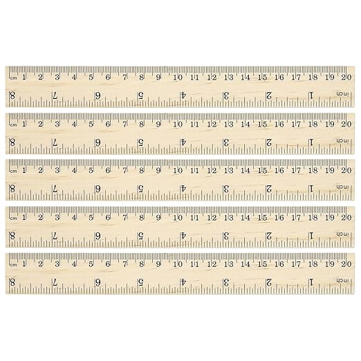 PATIKIL 8 Inch Wooden Rulers, 12Pcs Drafting Ruler Measuring Drafting Tools with Centimeters and Inches for Office Home Teacher Drawing Supplies, Wood