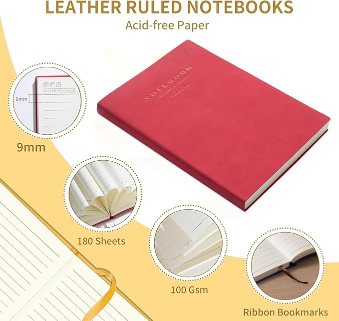 360 Pages A4 Journaling Notebooks, 100 Gsm Paper Thick Lined Journal Notebook for Women Men, Journals for Writing Soft Cover College Supplies for for Work Note Taking Perfect for Office School, Blue