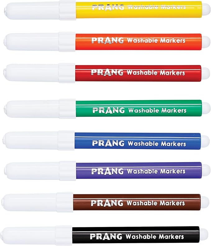 Prang Classic Art Markers, Washable, Bullet Tip, Assorted Colors, 8 Count