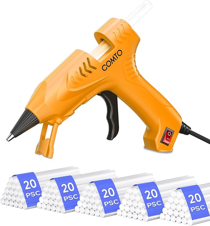 Hot Glue Gun with 100 Sticks(140 x 7mm), 20W Fast Preheating Mini Hot Glue Gun and Sticks Set for School Crafts DIY Arts and Quick Home Repairs, A02 - Yellow