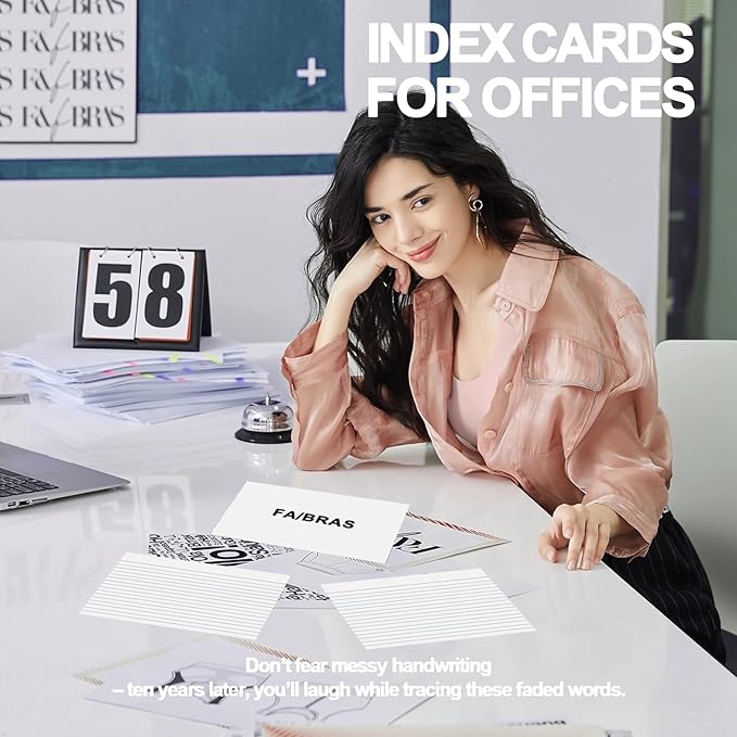 Index Cards 5x8 Inch - 120 Count, Ruled Index Flash Cards for Studying, White Lined Index Note Cards 5x8 Flashcards, Notecards 5 x 8 Lined Index Cards Ruled White 5 x 8 Cards for Office, School, Home