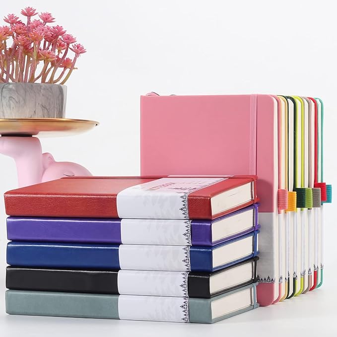 Blank Paper Notebook - 280 Pages A5 Blank Journal Notebook with 100gsm Thick Blank Paper, Hardcover, PU Leather, 5.75'' × 8.38''-Gray Blue