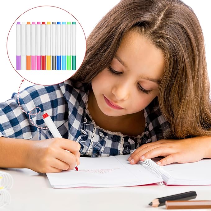 STOBOK 12 Colors Washable Neon Erasable Liquid Pens for Kids Led Writing Boards Dry Erase Markers Vibrant Colors for Drawing and Doodling on Whiteboards and Blackboards