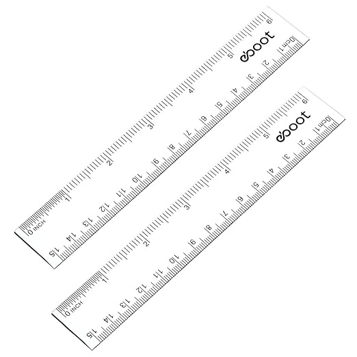 EBOOT 2 Pack Plastic Ruler Straight Ruler Plastic Measuring Tool for Student School Office(Clear,6 Inch Style)