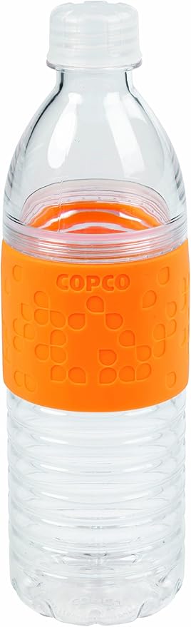 Copco Hydra 16.9 oz Water Bottle with Leak-Proof Lid - Tritan Reusable with Textured Grip Sleeve - BPA-Free, Shatter-Resistant, Dishwasher Safe for Travel, Gym, Work, Outdoors (Chevron Orange)
