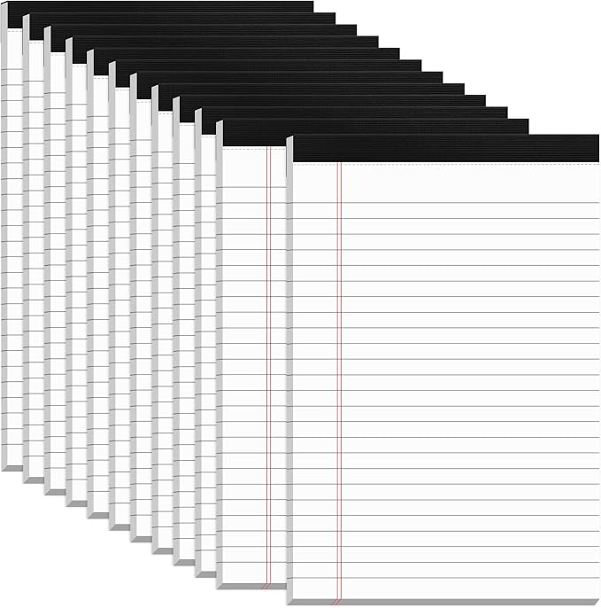 12 Pack Note Pads 5x8, Small Legal Pads 5x8 White Writing Paper for Work