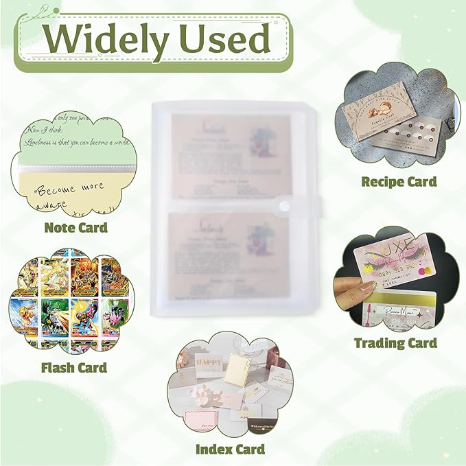 4x6 Index Card Holder Binder, Clear Flash Card & Recipe Card Organizer with 50 Double-Sided Sleeves, Holds up to 200 Cards for Study, Presentation & Kitchen Recipes