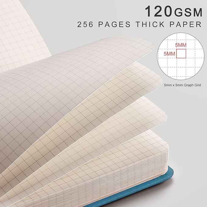 EMSHOI Graph Grid Journal Notebook, 256 Pages, A5 Size (5.7'' x 8.3'')
