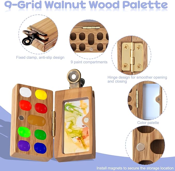 Mini Watercolor Paint Set，Travel Watercolor Set，Portable Watercolor Kit，Pocket Artist Water Color Travel Set with Include Paint, Brush and Picture Album for Beginners Artists Painting Enthusiasts