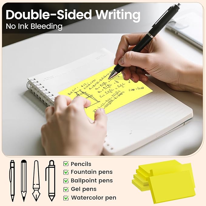 Index Cards 3x5 Inch, 300sheets, Flash Cards, Blank Yellow Note Cards Paper For Studying, Schools Supplies, College, Office And Home Organization, Note Taking Supplies