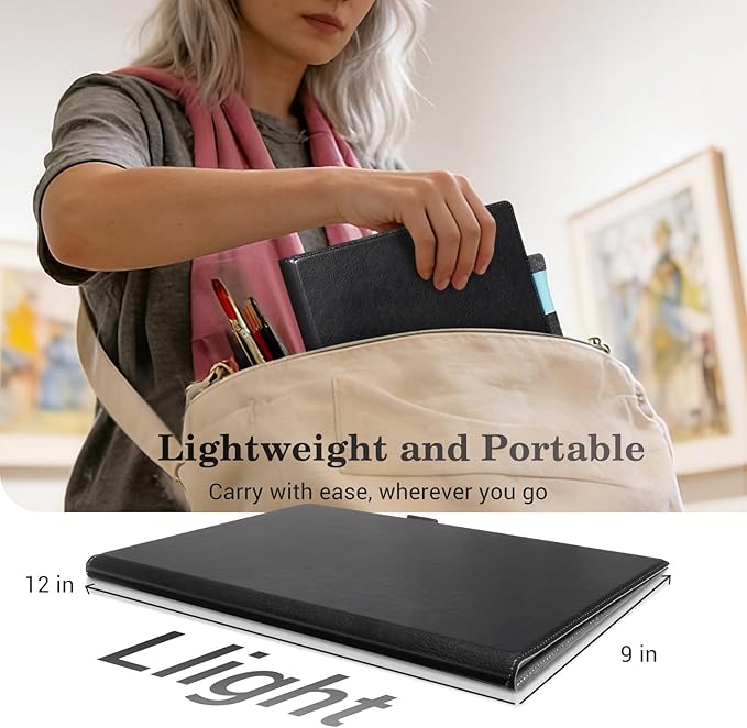 CoBak 2 Sides Portable White Board 12x9 inch (A4) - Notebook Design Dry Erase Board with Pocket and 3 Markers, Anti-Ghosting Set for Office, School, Homeschool (Black)