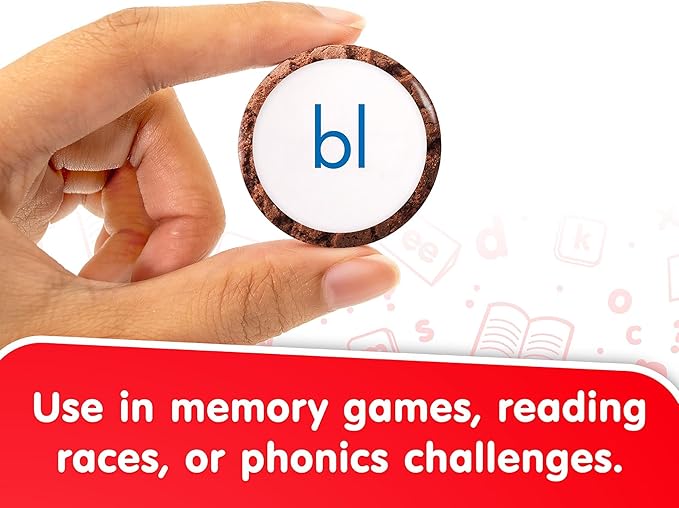 Junior Learning: Blend Snacks - Hands-On Phonics & Letter Blends Practice, Recognition Game, Picture Clues, Cookie Theme Double-Sided Cards, Kids 5+