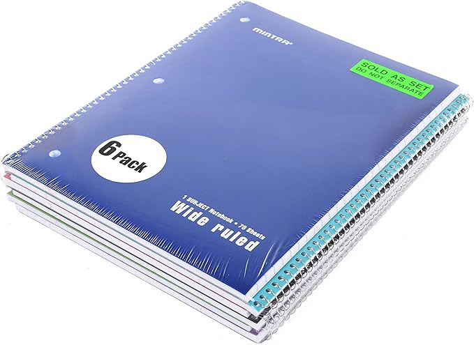 Mintra Office Spiral Notebooks, Wirebound, Journals for School, Work, Business, Aesthetic Stationery, Writing Pads, Teacher & Student Supplies (24, Solid Color-Poly Cover, Wide)