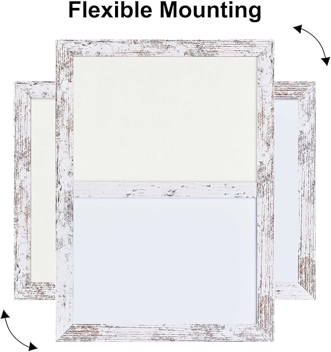 Bulletin Board Whiteboard White Felt Board Combo for Office School Kitchen Bedroom, White Wood Frame,10.2"*14.2",Whiteboard+WH-2636WH