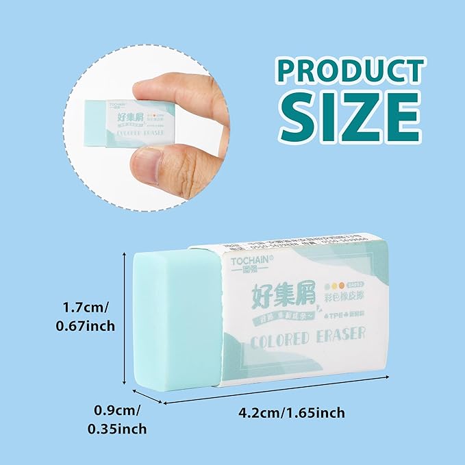 Smilo 24 Pack Pencil Erasers for Colored Pencils, Soft Erasers that Won't Tear Paper, Latex-Free Bulk Erasers for School Office Art Drawing, Smudge-Free Magic Rub for Teens Adults