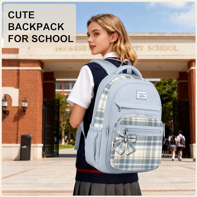 School Backpack for Teen Girls: Cute Bookbags Middle High School College Casual Back Pack 15.6 inch Laptop Backpacks Vintage Bags Women Travel Daypacks Mochilas Escolares Blue