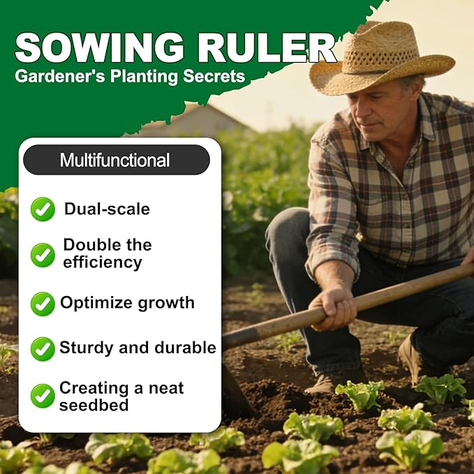 Seeding Ruler with Holes Wood, Seeding Ruler with Holes, Spacer Tool Seeder Planting Ruler, Wooden Measuring Tool for Seedings, Vegetable Planting Template
