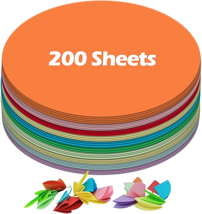 Ezyaid Construction Paper Circles with Assorted Colors 2 Inch, Multicolor Crafting Paper 200 Sheets for DIY Arts and Crafts, Classroom Decor, Bulletin Boards