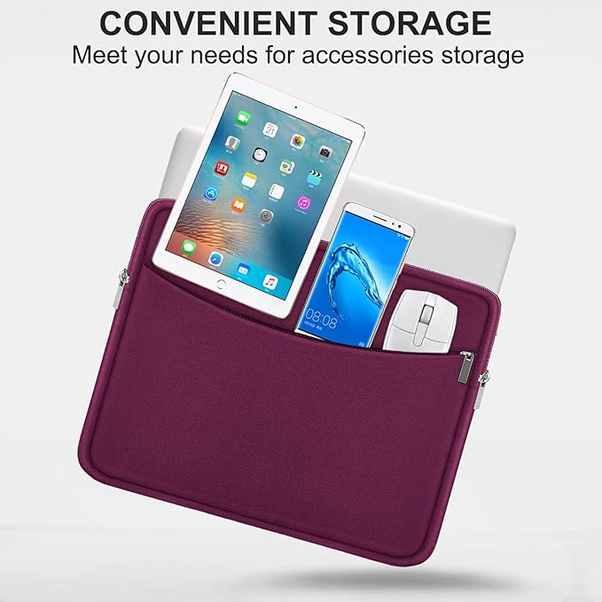 Laptop Case 15.6 inch, Shockproof Protective Laptop Cover Carrying Computer Bag with Accessory Pocket Portable Computer Sleeve Compatible with HP, Dell, Lenovo, Asus, Rose Red