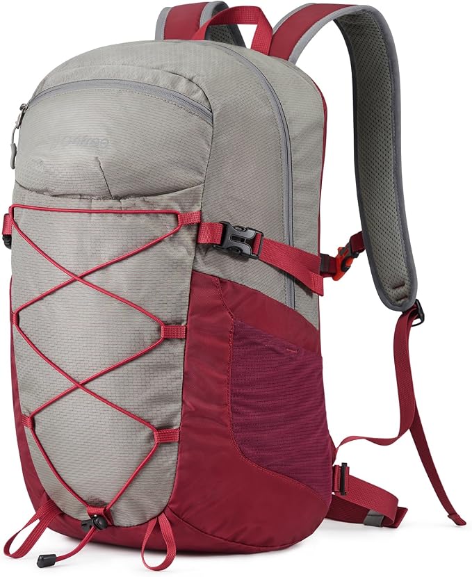 G4Free 30L Lightweight Hiking Backpack for Men Women, Airline Approved Day Pack for Travel, Bussiness Work, Easy Hike(Red)