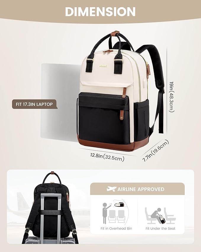 LOVEVOOK Travel Laptop Backpack Women, 17.3 Inch Anti-theft Laptop Bag with USB Port, Fashion Waterproof Computer Backpacks Teacher Nurse Backpack Purse for College School Work