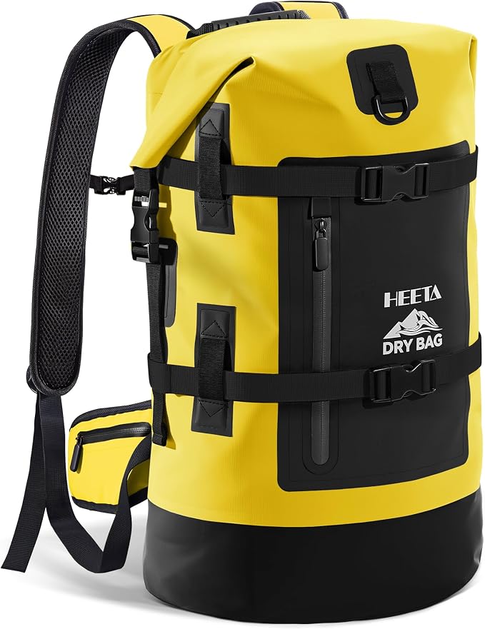 HEETA Dry Bags Waterproof Backpack 40L for Men & Women, Roll Top Heavy Duty | Cushioned Hiking Backpack, for Kayaking Boating Paddle Boarding Fishing Travel Camping Beach Vacation Cruise Ship Essentials