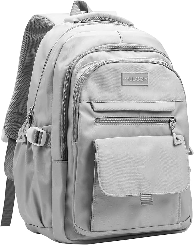 Phaoullzon Girls School Backpack for Boys, College Aesthetic Laptop Bookbag for Travel,Grey