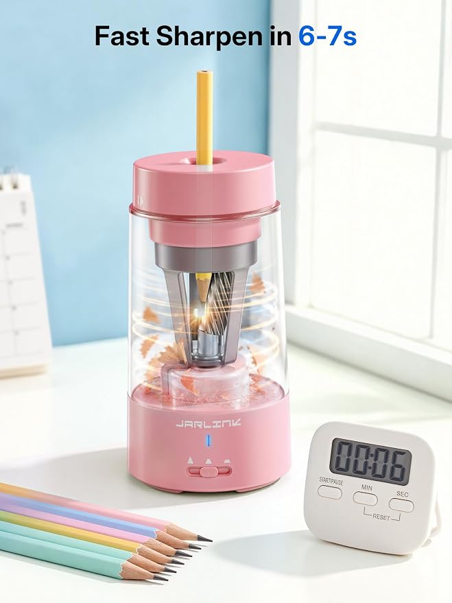 JARLINK Fully Automatic Rechargeable Electric Pencil Sharpener