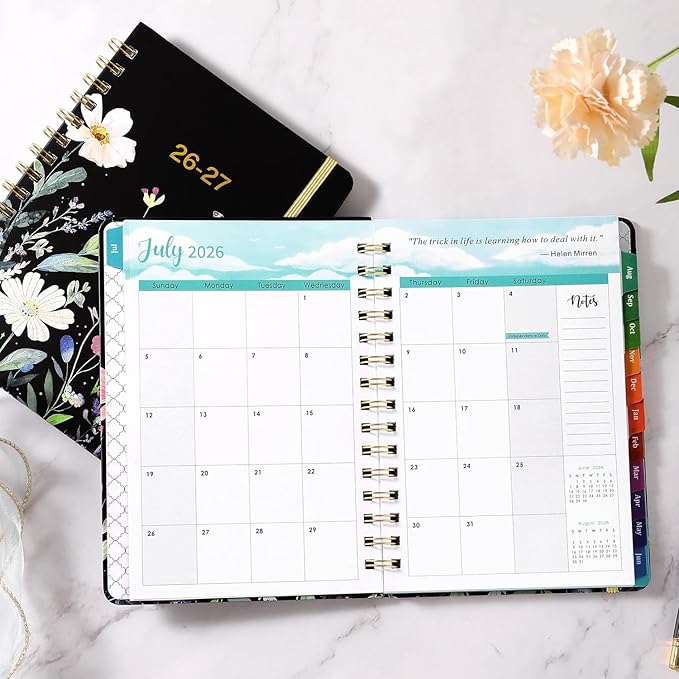 Planner 2026-2027 - Academic Planner 2026-2027, July 2026 - June 2027, 6.5” x 8.5”, Weekly and Monthly Planner, 26-27 Calendar Planner, Colorful Tabs, Back Pocket, Holidays, Hardcover