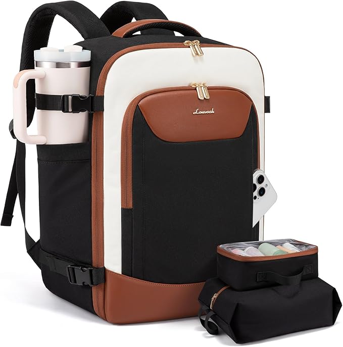 LOVEVOOK 50L Travel Backpack for Women Men, Large Carry on Backpack for Airplanes TSA Personal Item Travel Bag fits 17.3" Laptop, Waterproof Weekender Essentials Airline Approved with 2 Packing Cubes