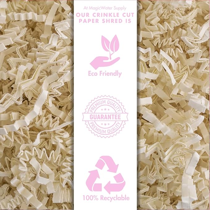 MagicWater Supply Crinkle Cut Paper Shred Filler-1LB Light Ivory-Decorative & Protective Packaging for Bridesmaid Gifts & Bridesmaid Proposal Gifts Holiday Stuffers Birthdays Wedding & Anniversaries