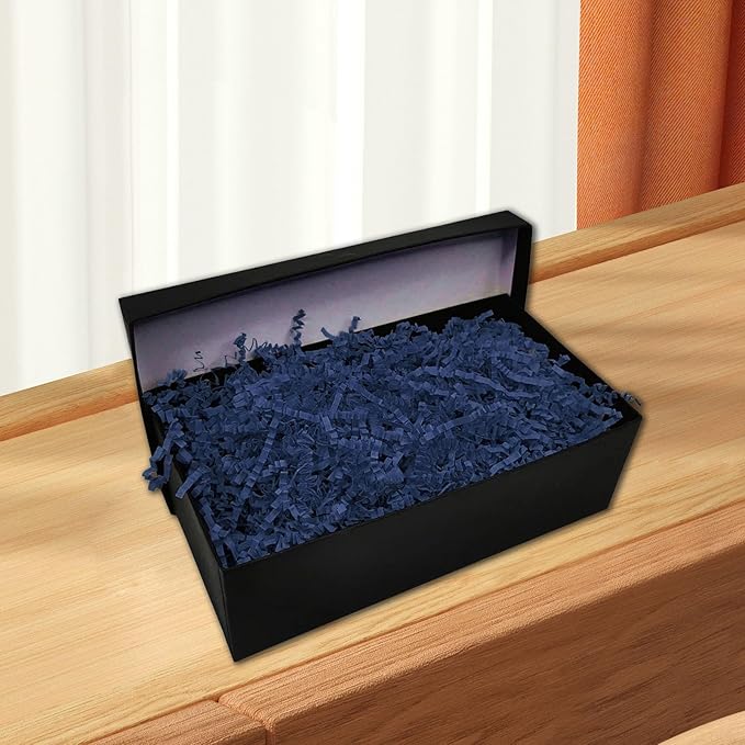 Tisspoms 1LB Navy Blue Crinkle Cut Paper Shred Filler, Paper Shreds for Basket Fillers, Birthday, Gift Wrapping, Wedding, Halloween, Thanksgiving, Christmas Gift Decor Party Filler